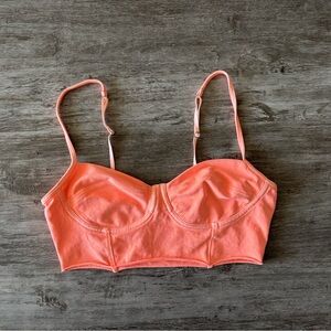 Victoria’s Secret Crop Top Bralette Bustier Orange Neon Cotton Womens S Festival